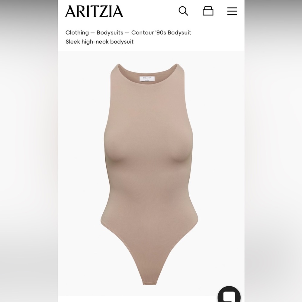 Aritzia Warm taupe contour 90s bodysuit halter neck nwt